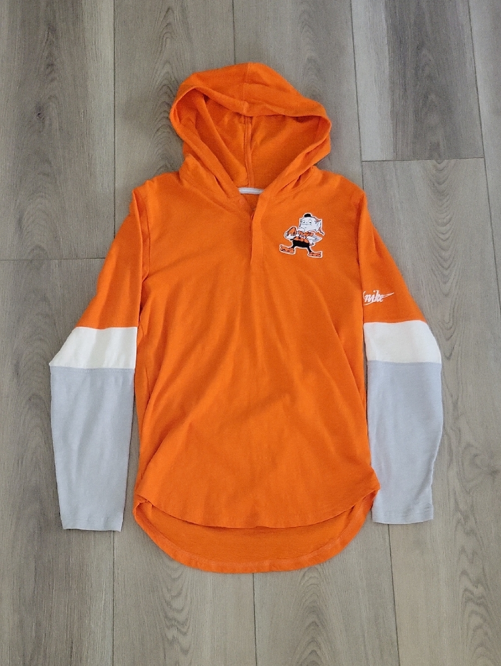 Nike Orange, White & Light Gray Hooded Pullover Cleveland Browns OG Logo